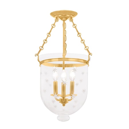 Hudson Valley Lighting Hampton 3 Light Semi Flush 12 In. Aged Brass 253-AGB-C3