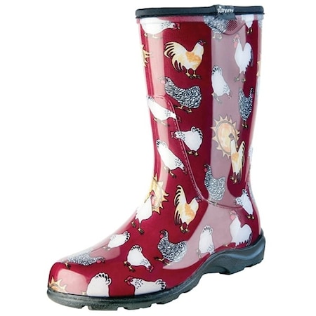 Sloggers 5016CBR-10 Rain and Garden Boots, 10 in, Chicken, Barn Red 5016CBR10