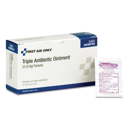 First Aid Only Triple Antibiotic Ointment, 0.03 oz Packet, 25PK G460