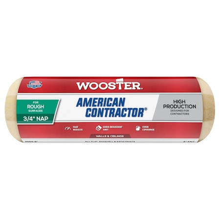 Wooster R564 9 in. American Contractor 0.75 in. Roller Cover 71497172228