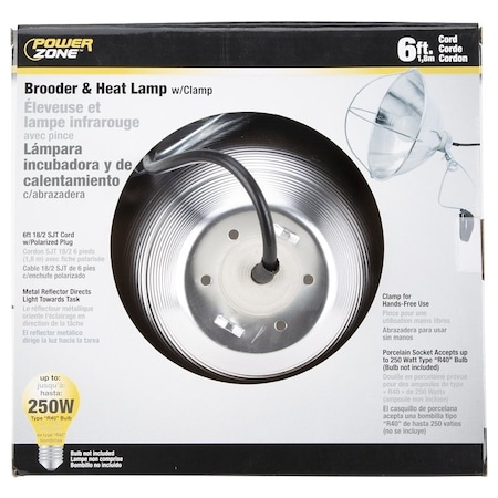 Powerzone Brooder Clamp Light, Plug In Power Supplies, Clamp Lights Lamp, Silver ORBL081508