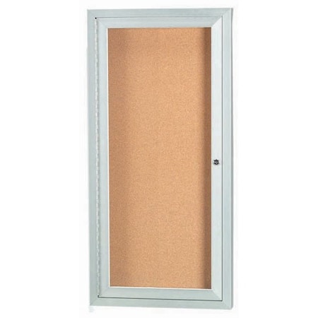 Aarco Enclosed Natural Pebble Grain Cork Bulletin Board w/ Clear Satin Anodized Al Frame, 24''Hx12''W DCC2412R