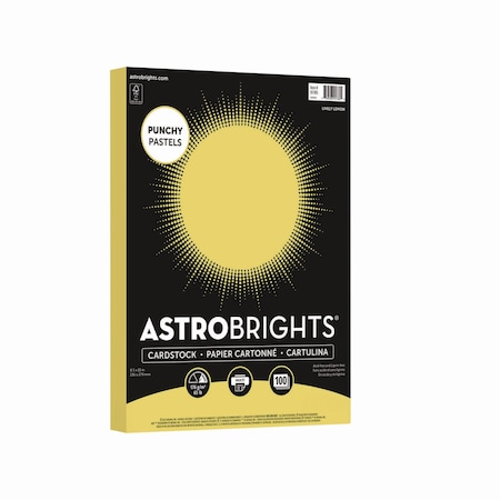 Astrobrights Color Cardstock -inPunchy Pastelsin Assortment, 65 lb Cover Weight, 8.5 x 11, Lively Lemon, 100PK 91785
