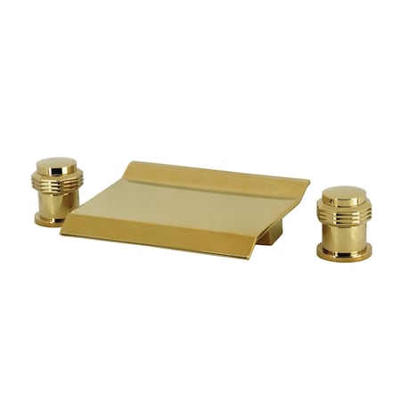 Kingston Brass Two-Handle Deck Mount Waterfall Roman Tub Faucet, Polished Brass LS2242MR