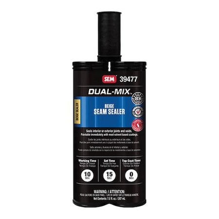 Sem Dual-Mix 2-Component Seam Sealer, 7 oz Cartridge, Liquid, Beige 39477
