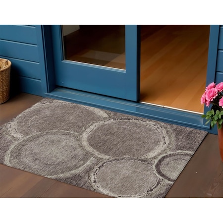 Homeroots 3' X 5' Chocolate And Beige Faux Bois Washable Indoor Outdoor Area Rug 613133