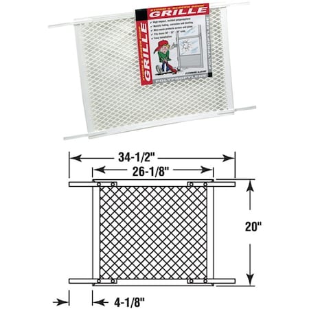 Prime-Line Make-2-Fit 34.5'' x 20'' White Plastic Door Grille for 36'' Door PL 15517