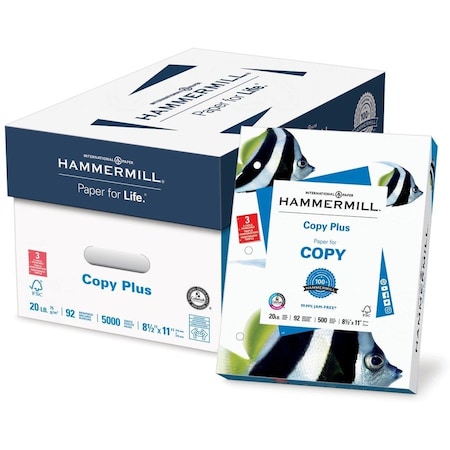 International Paper Copy Plus 85x11 3Hole Punched Copy Multipurpose Paper White, White, 5000PK HAM105031CT