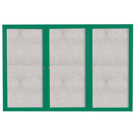 Aarco Outdoor Enclosed Bulletin Board w/ Al Frame, Powder Coated Green, 48''Hx72''W ODCC4872-3RG
