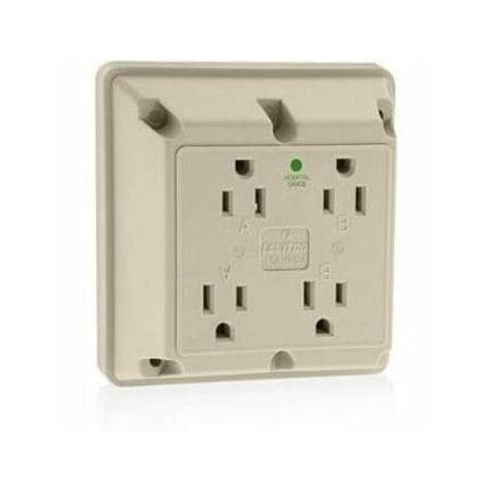 Leviton Straight Blade Receptacle, 5-15R, 15 A, 125V AC, 2 Pole, 3 Wire, Surface Mount, Grounded 1254-HI