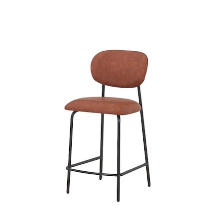 Homeroots Set of Two 26" Brown and Black Faux Leather and Metal Counter Height Bar Chairs, 2PK 716227