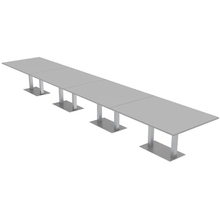 Skutchi Designs Rectangle Conference Table With Power Unit, 48 in W, 264 in L, Grey HAR-REC-48X264-DOU-U779-NA