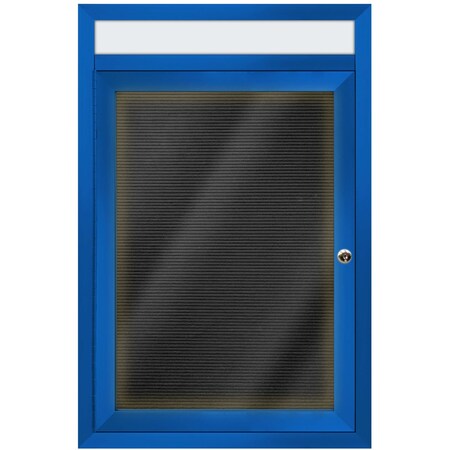 Aarco Illuminated Enclosed Letter Board Directory w/ Powder Coated BlueAl Frame and Header, 24''Hx18''W ADC2418HIB