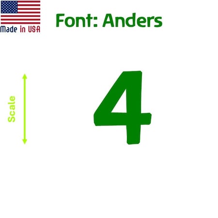 Aacc Self-Adhesive Vinyl Number: 4, Size: 28 cm. Color: Green Font: Anders, 4PK AACC-Anders-N4-Green-M28x4