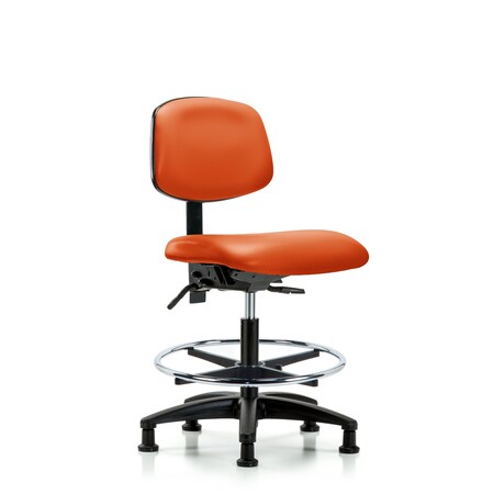 Blue Ridge Ergonomics Chair, Vinyl, Med Bench, CF Glides, Orange, No Arms, 22" to 29" Height, Orange Kist BR-VMBCH-RG-T0-A0-CF-RG-8613