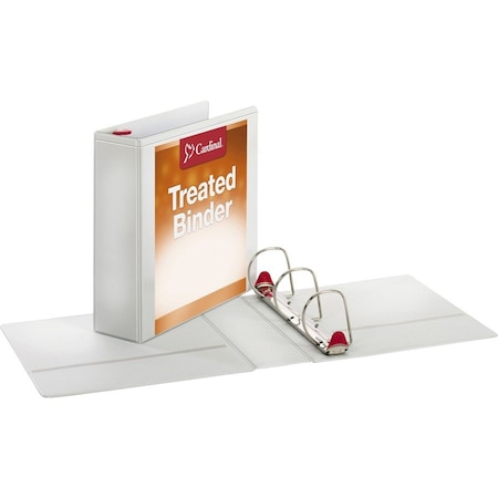 Cardinal Brands Cardinal, TREATED CLEARVUE LOCKING SLANT-D RING BINDER, 3 RINGS, 3in CAPACITY, 11 X 8.5, WHITE 32130