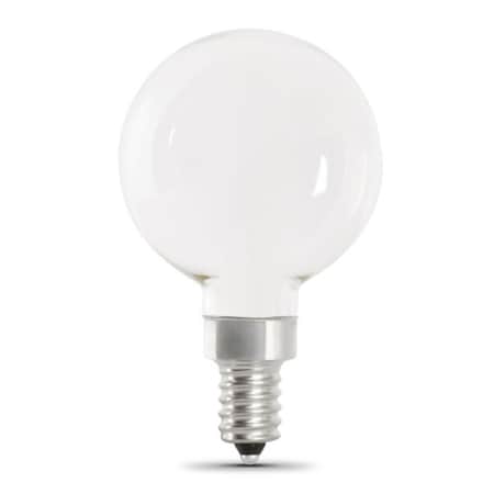 Feit Electric LED Bulb, G16.5 Lamp, 40 W Equivalent, E12 Lamp Base, Dimmable, Frosted, Soft White Light BPG1640W927CAFIL2