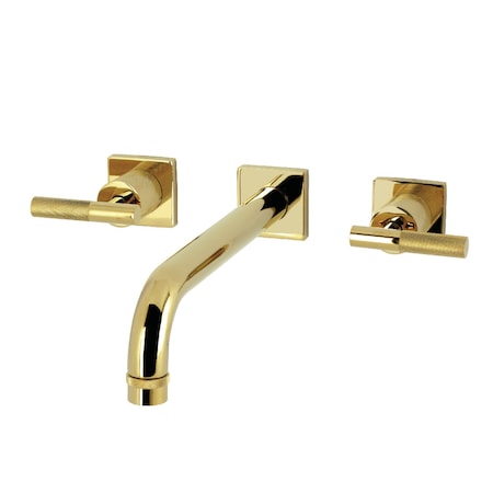 Kingston Brass Two-Handle Wall Mount Tub Faucet with Knurled Handle, Polished Brass KS6022KNL
