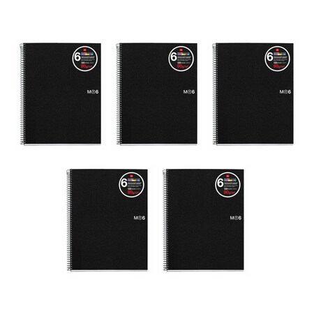 Miquel Rius Subject Lined Notebook, Black, PK 5 45171CS
