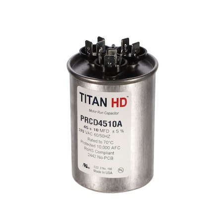 Diversitech TITAN HD 45+10MFD, 370V, ROUND PRCD4510A