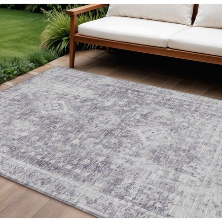 Homeroots 8' X 10' Plum Oriental Washable Indoor Outdoor Area Rug 607617