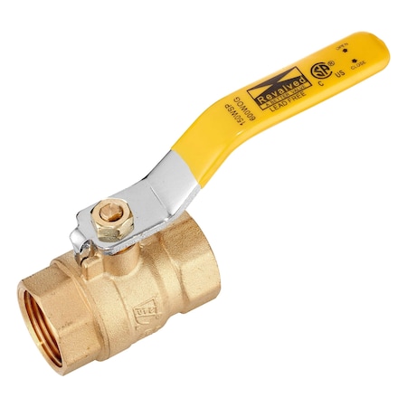 Revalved 1" Brass Ball Valve 600 WOG Female Threaded NPT Full Port, Lead-Free REV100TH
