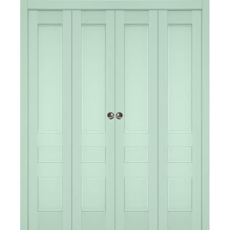 Sartodoors Sliding Closet Double Bi-fold Doors Solid Core Modern Interior VEREGIO7411DBF-OLI-96 x 84 (4* 24x84)