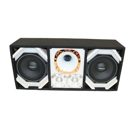 Deejay Led Loaded Box w/Two Despacito Heavy Duty 8-in Woofers One Horn and w/Two Bullet Tweeters WHITE TBH8WHITE