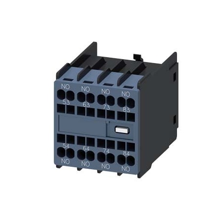 Siemens auxiliary switch, on the front, 4 NO, 53/54, 63/64, 73/74, 83/84 3RH2911-2XA40-0MA0