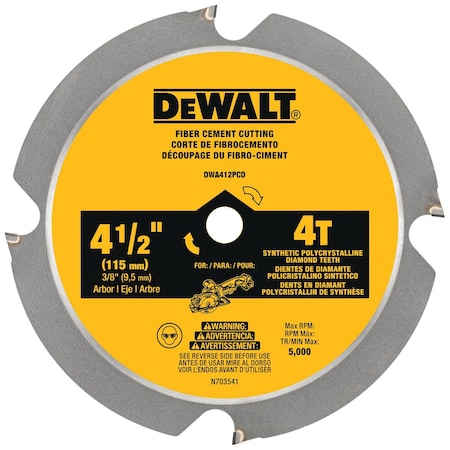 Dewalt 4-1/2 in. 4T Fiber Cement Cutting Circular Saw Blade DWA412PCD