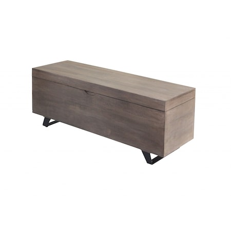 Homeroots 46in Brown And Black Solid Wood Entryway Bench with Flip Top 489213