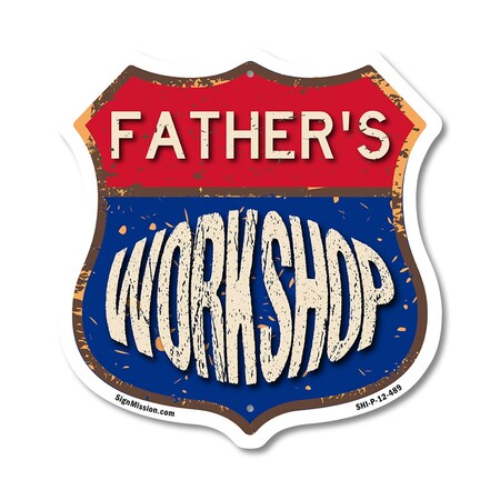 Signmission Father's Workshop, 12 Inch X 12 Inch, Plastic Sign SHI-P-12-489-FATHER