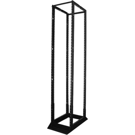 Quest Mfg 4-Post Open Frame Steel Floor Rack, Adjustable, 45U, 7' x 19" x 24"-36"D, Black FR1924-45-02