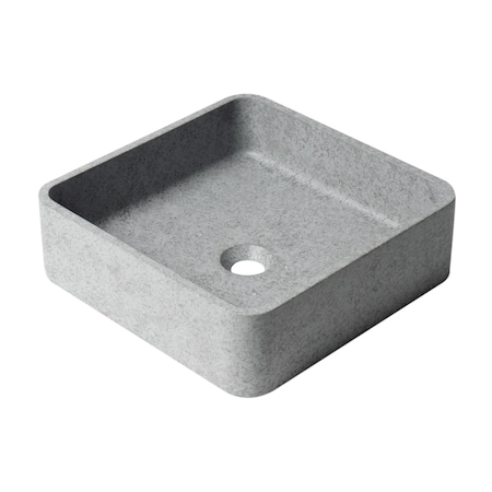 Alfi Brand 16in Solid Concrete Chiseled Style Square Above Mount Vessel Sink ABCO16S