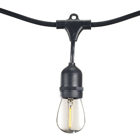 Bulbrite 30 ft. Plug-In Edison Bulb S14 LED Black String Light w/Shatter Resistant Bulbs 12-Sockets 812313