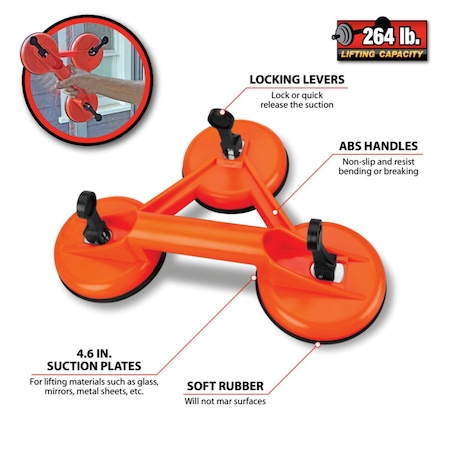 Performance Tool Triple 4-1/2 In. Suction Cup Dent Puller W1006