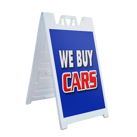 Signmission We Buy Cars, A-Frame & 2 Decals Installed, Heavy-Duty Plastic Frame SBHD-D-2436-We Buy Cars