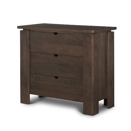 Homeroots 36in Dark Brown Solid Wood Accent Cabinet With Three Drawers 611037