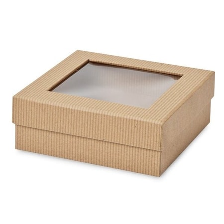 Nashville Wraps Kraft Pinstripe Gourmet Window Box, Medium 5.75x5.75x2in, 24PK 611BKR