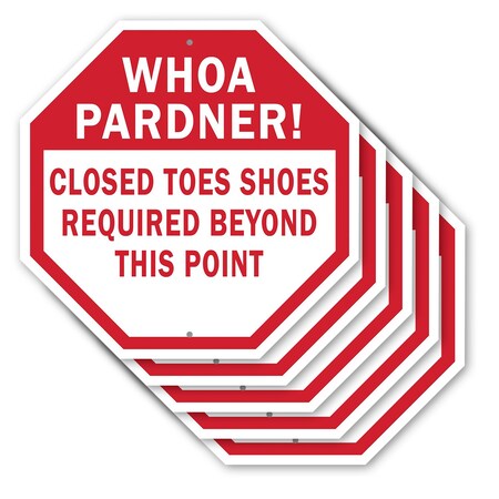 Signmission Whoa Pardner! Closed Toes Shoes Req, 10 inch X 10 inch, Aluminum Metal Signs, 5PK OC-A-5Pack-10-40