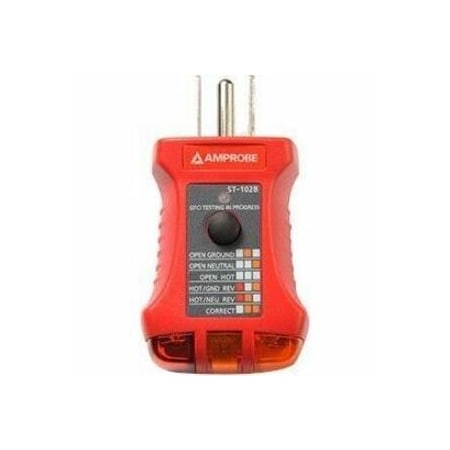 Amprobe Receptacle Tester with GFCI, 110to 125VAC ST-102B