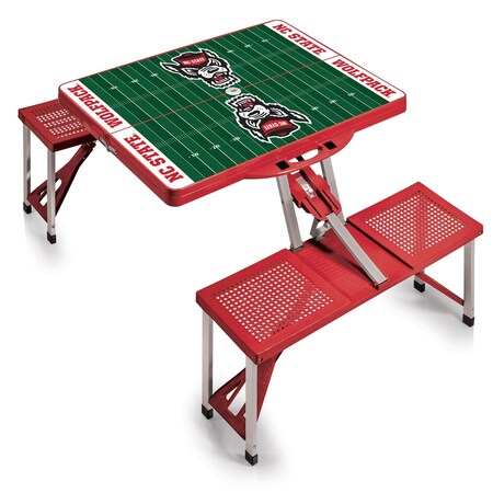 Picnic Time Family Of Brands NC State Wolfpack - Football Field - Picnic Table Portable Folding Table, Red 811-00-100-425-0
