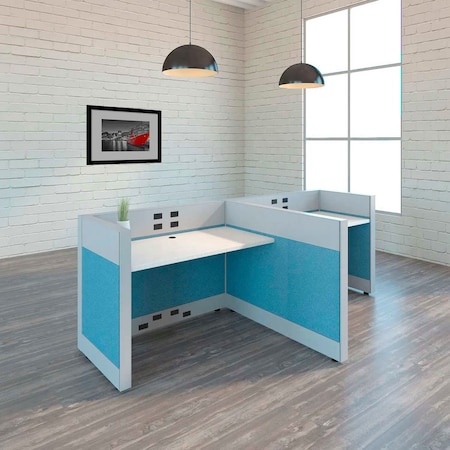 Global Industrial Interion Modern Double Reception Workstation with Electric Raceways, 8' 9"W x 52"D x 38"H 271629