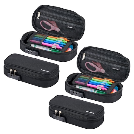 Its Academic Locking Pencil Case, For Office & School Supplies, Travel Organizer Bag, 2-Pack 24371-BK-2PK