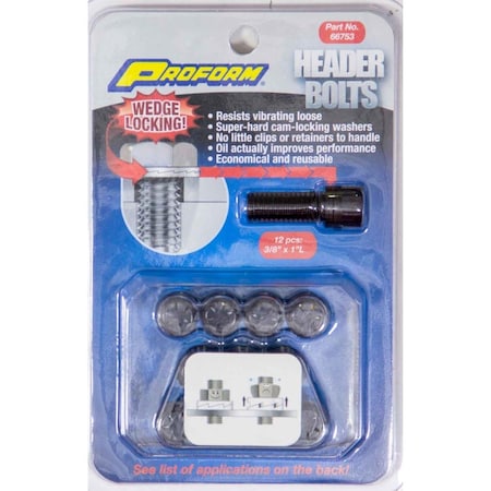 Powerplay 0.375 x 1 in. Wedge Locking Header Bolts, 12PK PO3637274