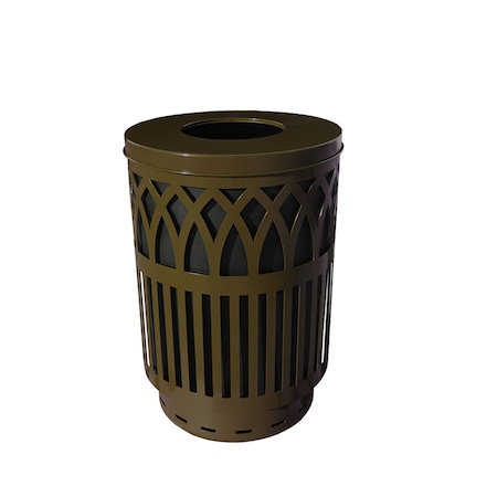 Witt Industries Brown Outdoor Receptacle with Laser Cut Design with Flat Top COV40P-FT-BN