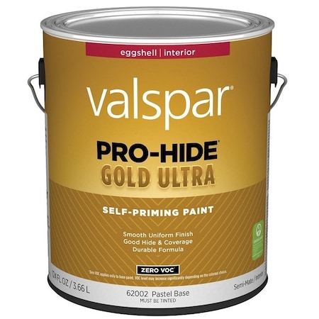 Valspar Pro-Hide Gold Ultra 6200 Latex Paint, Acrylic Base, Eggshell Sheen, Pastel Base, 1 gal, Can 028.0062002.007