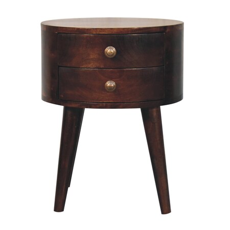 Homeroots 20" Brown Solid Wood Round Two Drawer Nightstand 651618