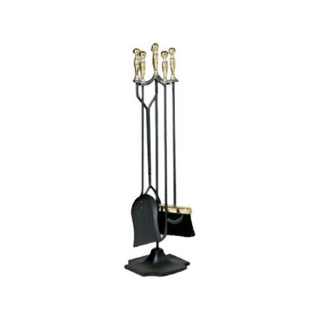 Uniflame T51030PK 5 PC POLISHED BRASS & BLACK FIRESET (F-3189) T51030PK