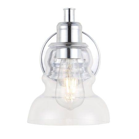 Jonathan Y Manhattan Vintage 6.5" 1-Light Metal/Glass Industrial Rustic LED Vanity, Chrome JYL3544B